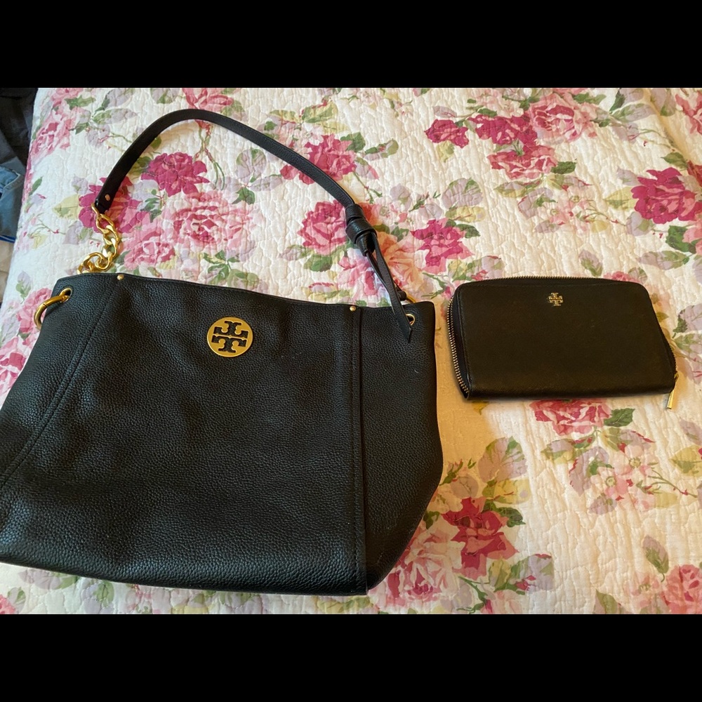 Tory Burch black purse and matching wallet